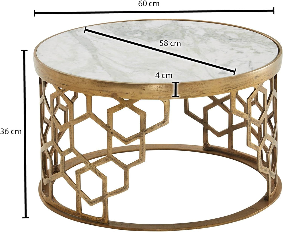 KADIMA DESIGN Couchtisch Marble - Design Wohnzimmertisch mit echtem Marmor Weiss, 60x60x36 cm, Metal