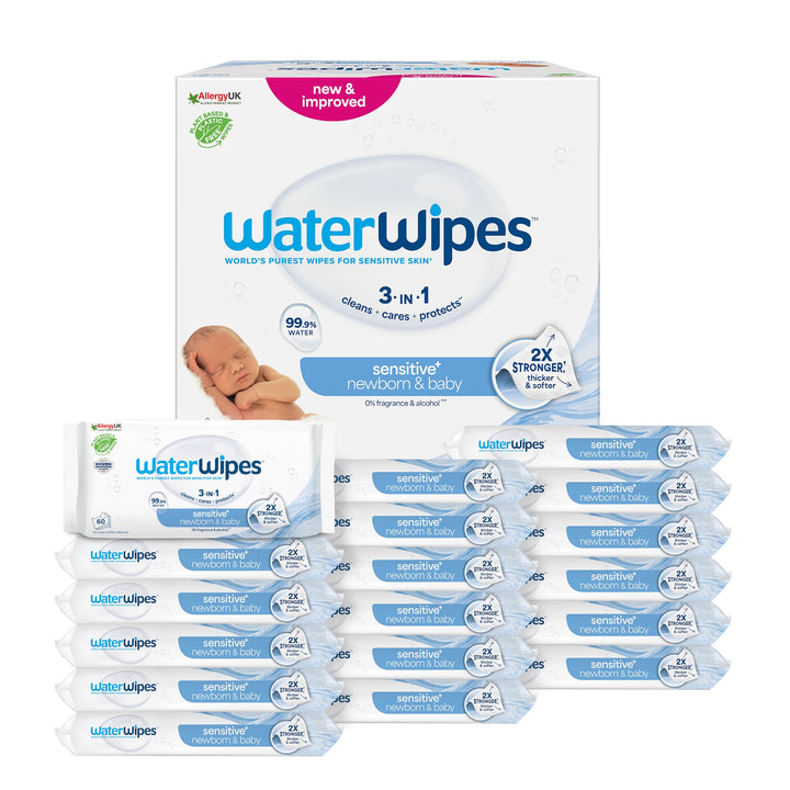 WaterWipes Original plastikfreie Feuchttücher für Babys und Kleinkinder 1080 Stück (18 Packungen), h