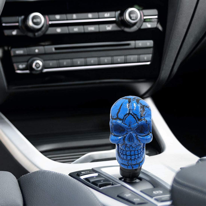 sourcing map Totenkopf-Stil Auto LKW manuell Schalthebel Schaltknauf Hebelschalter Blau