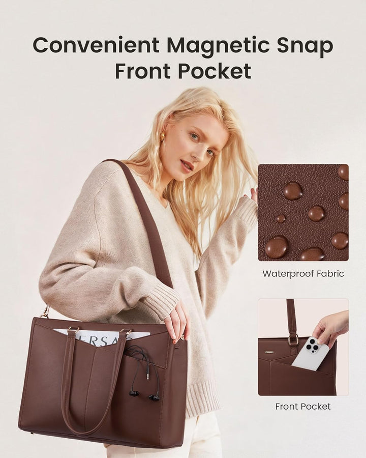 LOVEVOOK Laptoptasche Damen, Arbeitstasche mit Isoliertem Kühlfach Gross | 15,6 Zoll Laptop Handtasc