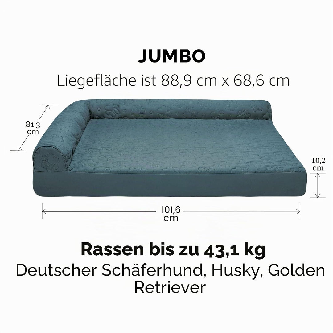 Furhaven Pinsonic Ersatzbezug für Hundebett, gesteppt, L-Form, Bluestone, Jumbo, Grösse XL (Gesteppt