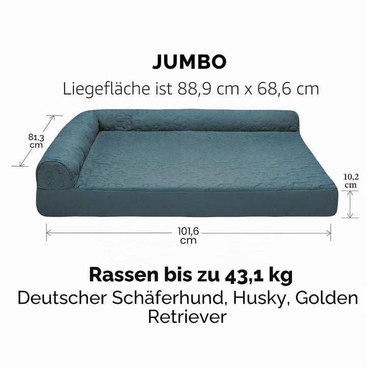 Furhaven Pinsonic Ersatzbezug für Hundebett, gesteppt, L-Form, Bluestone, Jumbo, Grösse XL (Gesteppt