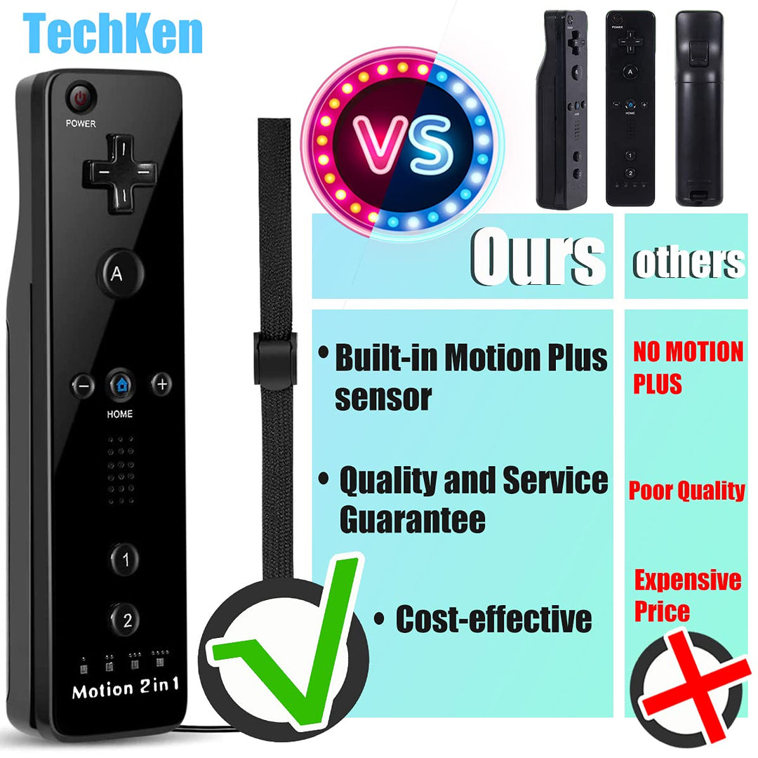TechKen Controller für Wii mit Motion Plus und Wii Nunchuck Controller Wii Fernbedienung Nunchuk Kon