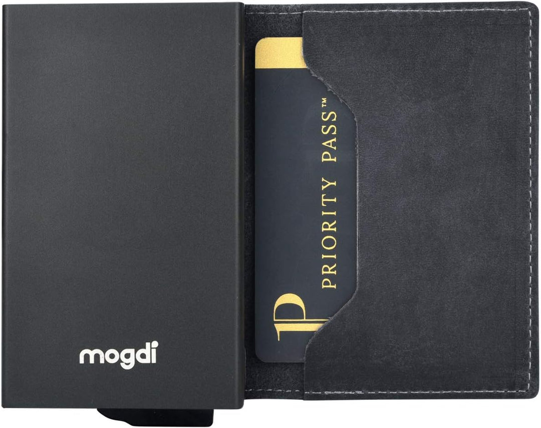 mogdi Nano Black Premium Herren Portmonee RFID Schutz Kartenetui Business Geldbörse feinstes A++ Ech