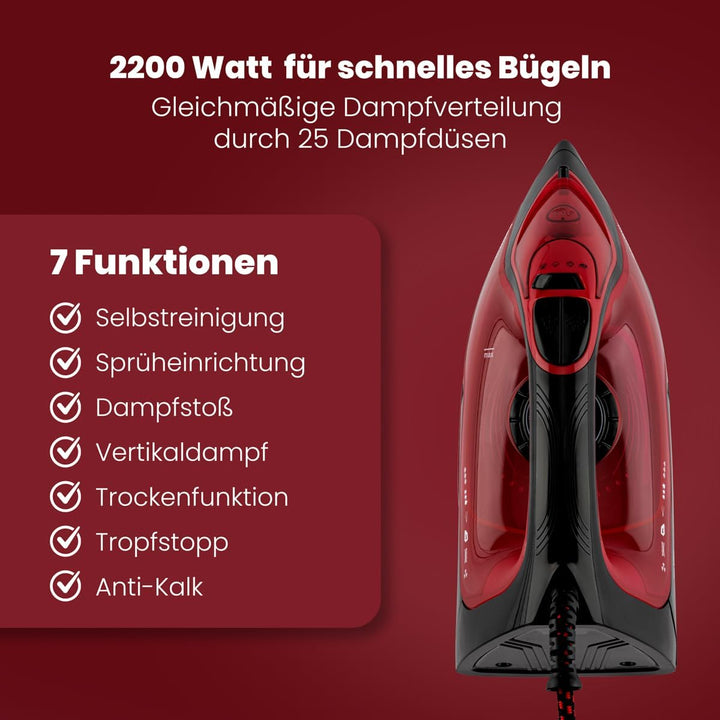 Bomann® Dampfbügeleisen mit Keramiksohle | 2200W | Bügeleisen mit Dampf | 250ml Tank | schnelle Aufh