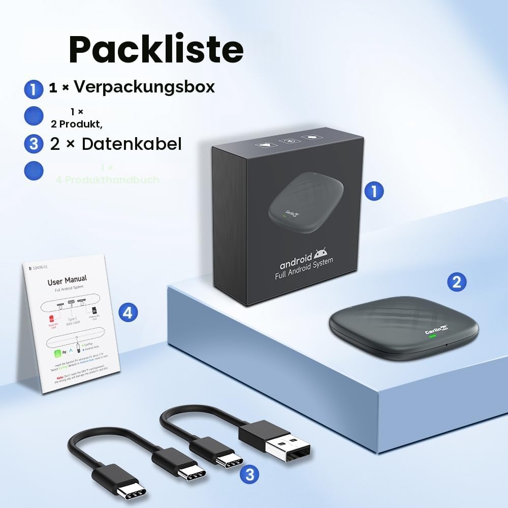 CarlinKit 2026 Wireless CarPlay & Android Auto AiBox Adapter, für Autos mit kabelgebundenem CarPlay,