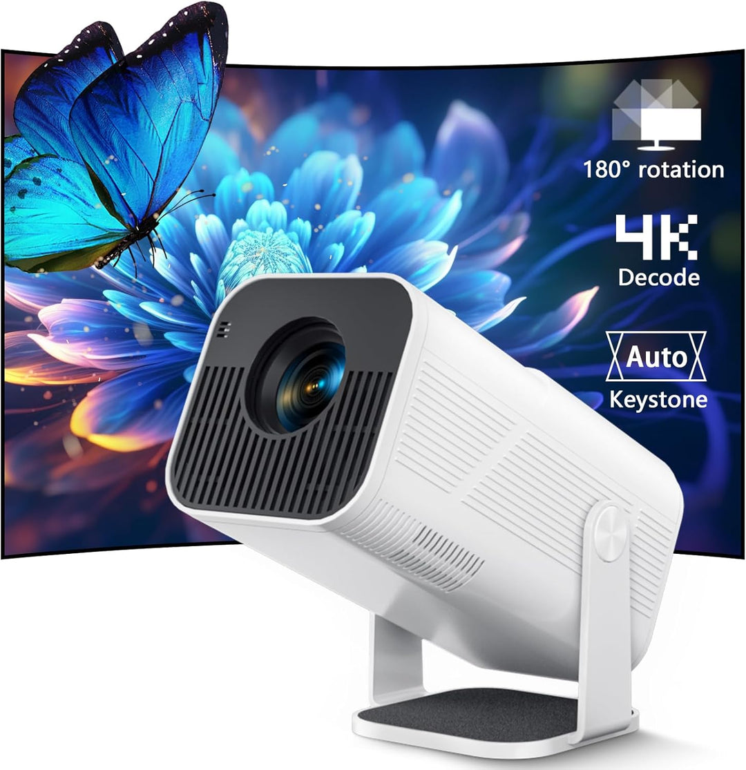 Beamer Mini Projektor mit Android 13 WiFi 6 Bluetooth 5.2 Mini Beamer 4K 1080P Unterstützung Automat