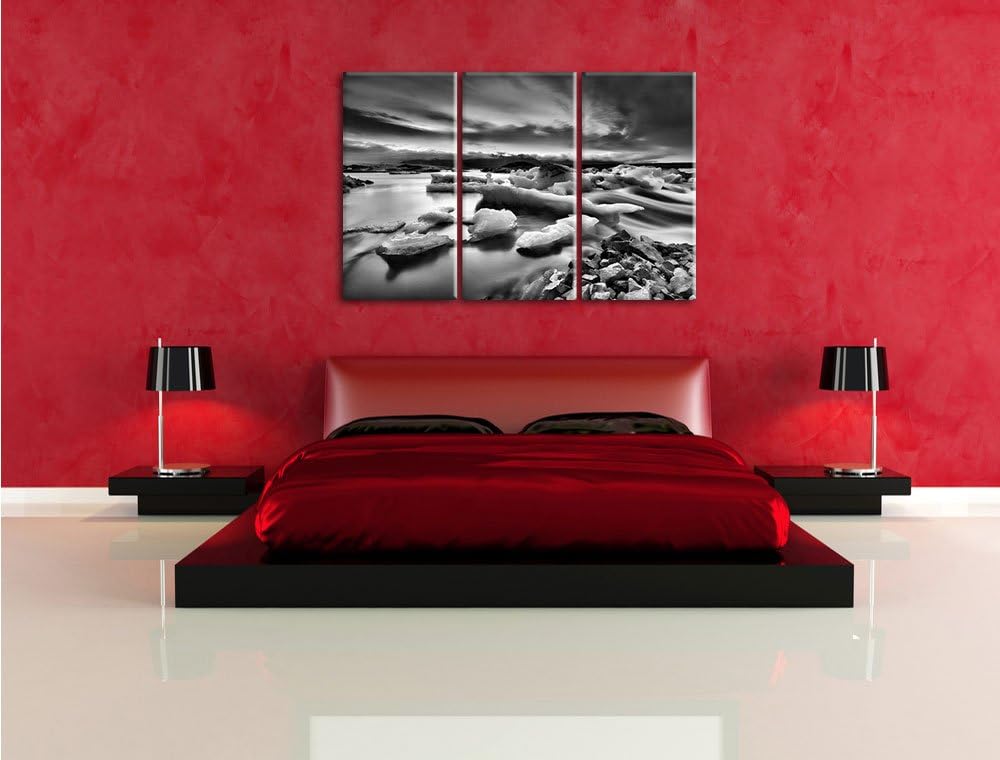 Pixxprint Extreme Eislandschaft als Leinwandbild/Grösse: 3 Teilig (120x80) cm/Wandbild/Kunstdruck/fe