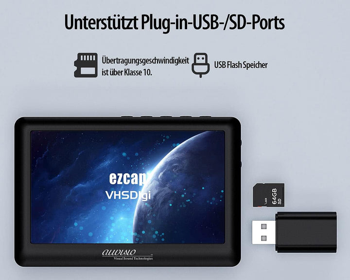 auvisio Videodigitalisierer: Video-Rekorder für analoge Quellen, 4,3" / 10,9 cm Farbdisplay, Akku (V