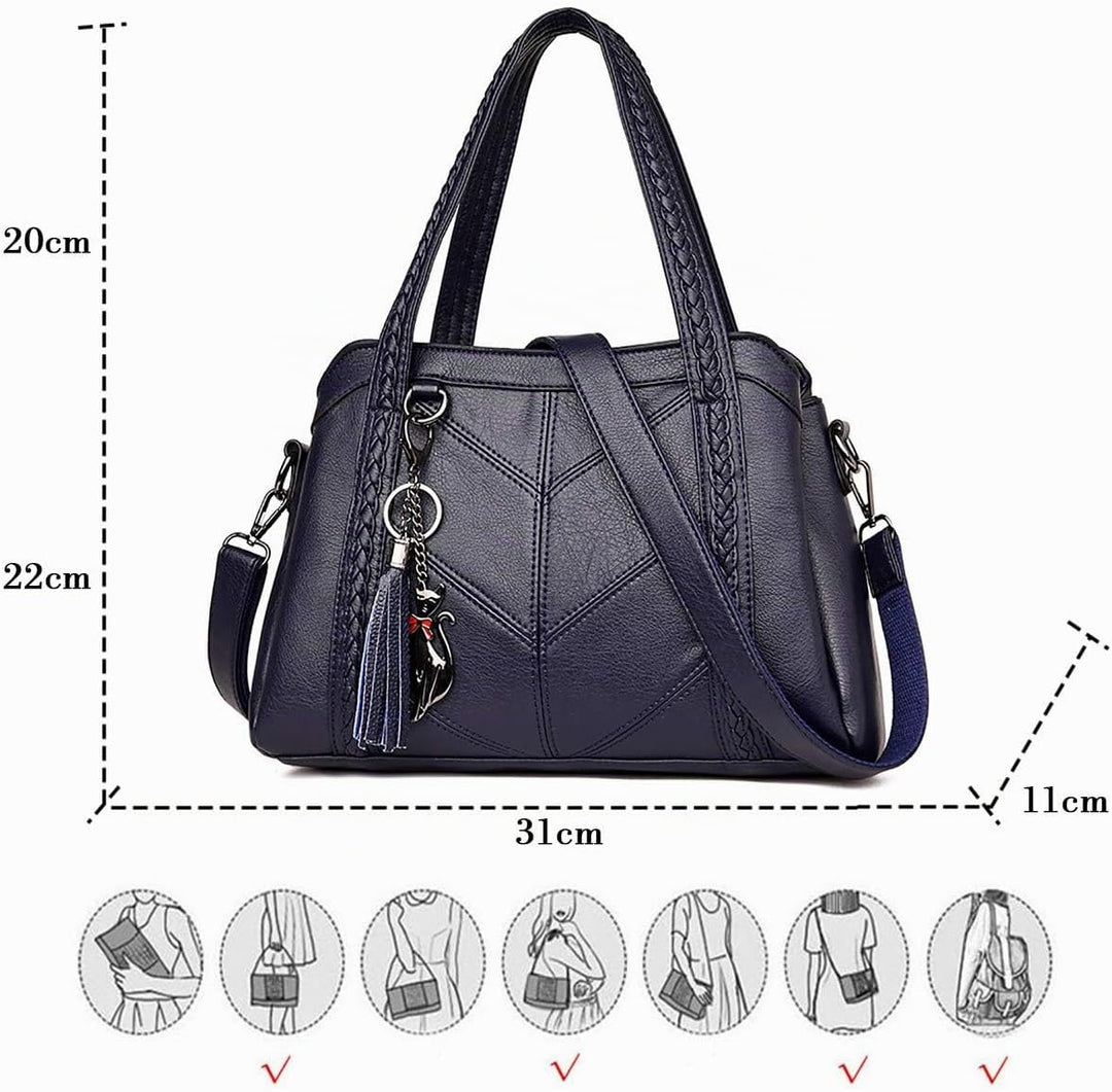 Coolives Damen Hobo Schultertasche Tasche mit Schultergurt Umhängetasche Handtasche aus PU-Leder EIN