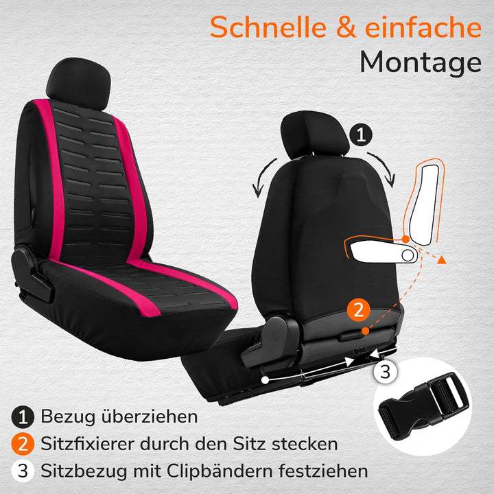 Upgrade4cars Autositzbezüge Set Universal Version 2026 Pink Schonbezüge Komplett Set Pink, Komplett
