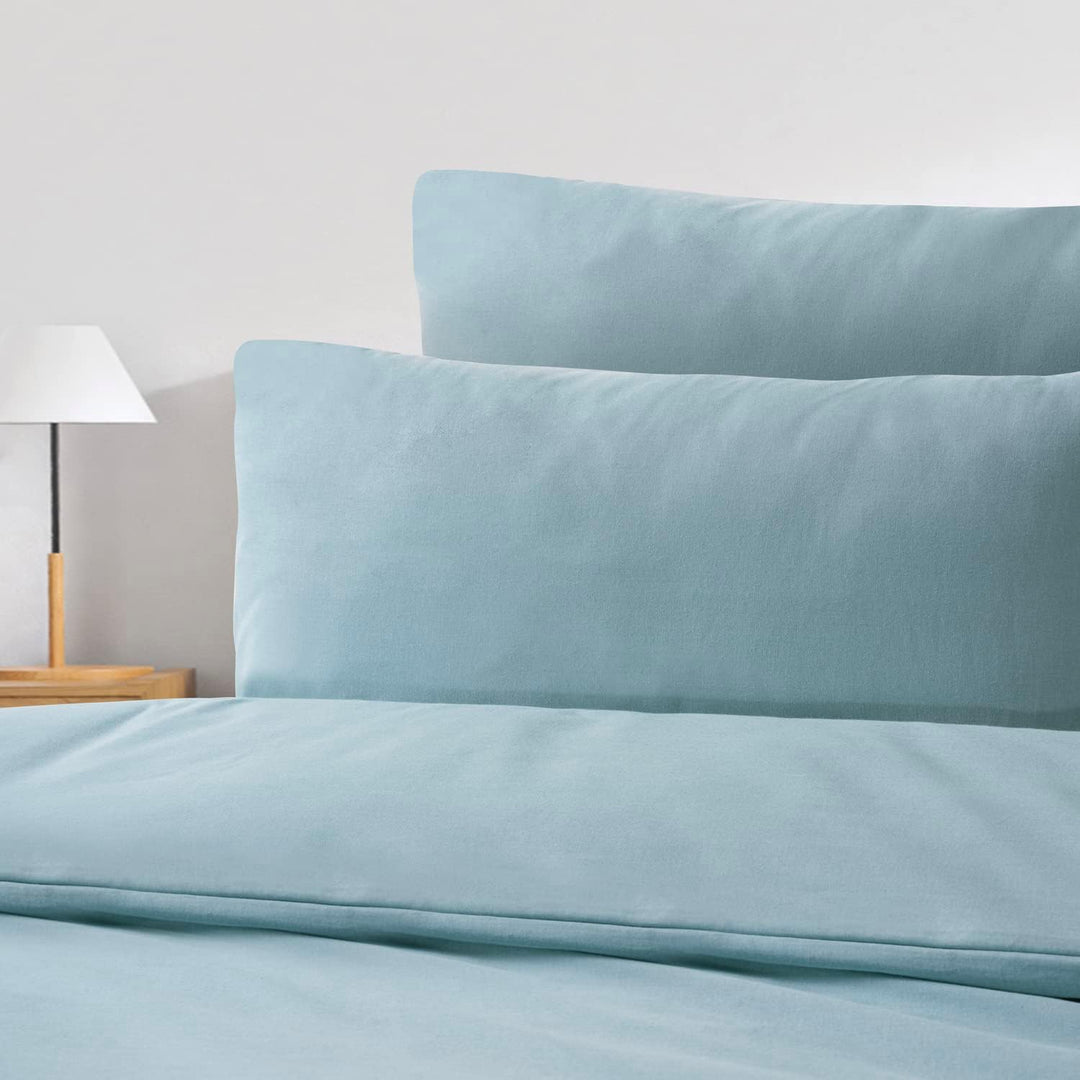 NAUTICA Home Solid Twinforce - BETTWÄSCHE Set - Blau 100% Baumwolle 135X200 Bettbezug + 80X80 Kissen