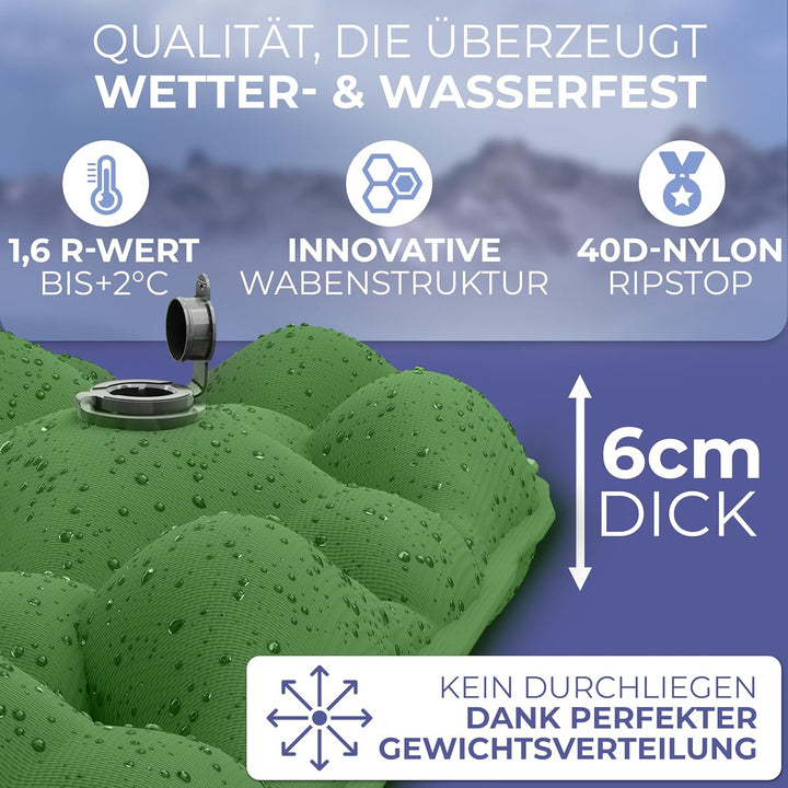 Isomatte Outdoor [Kleines Packmass & Ultraleicht] Luftmatratze perfekt für Camping, Wandern, Backpac