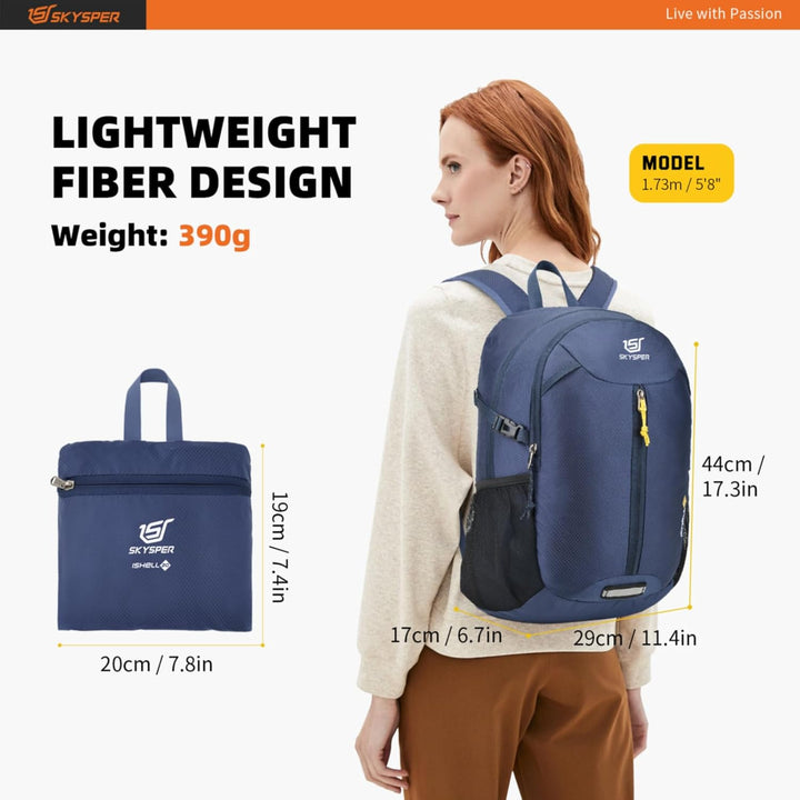 SKYSPER 20L Faltbarer Rucksack Ultraleicht Tagesrucksack Wasserfest Daypack Reiserucksack Wanderruck