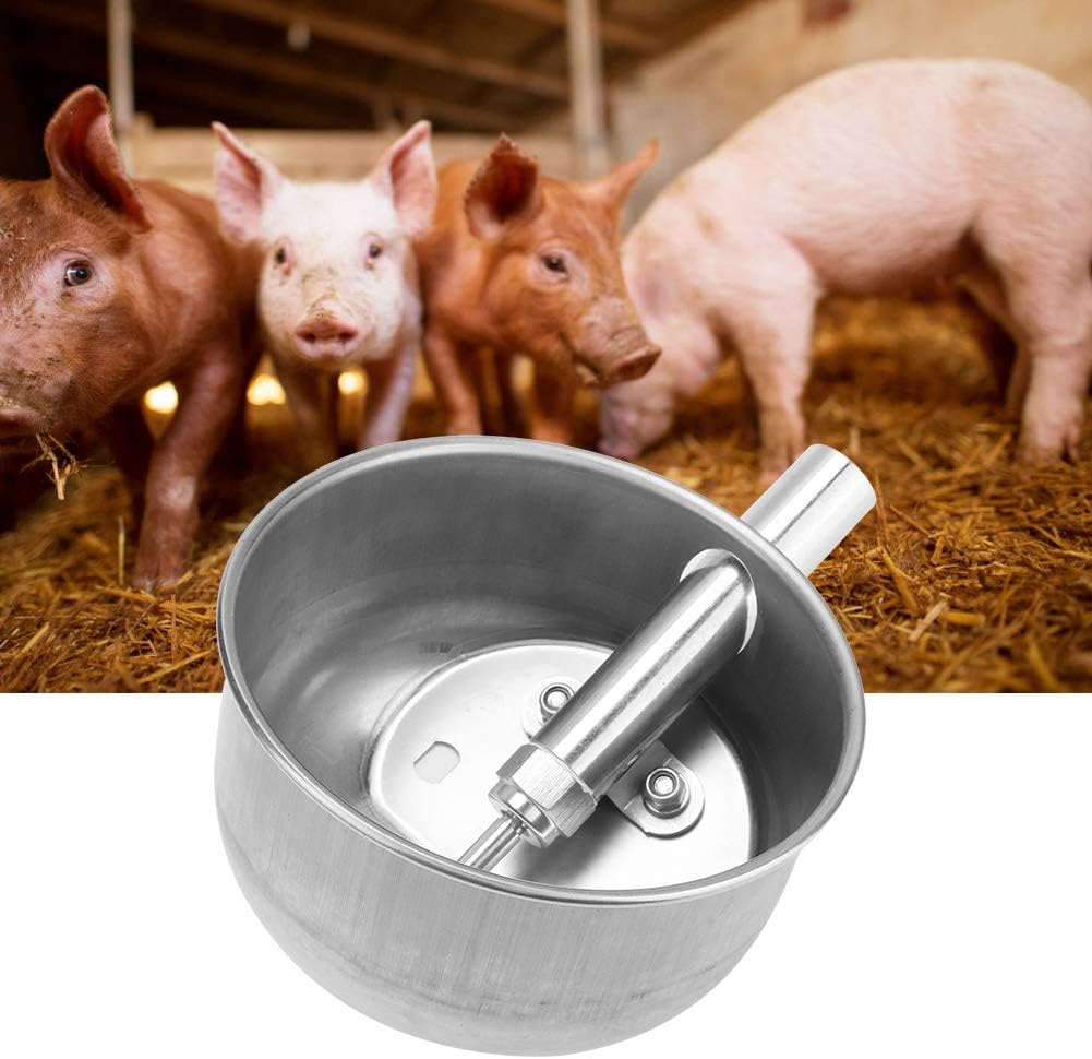 Zerodis Edelstahl Schwein Trinkwasserschale, Ferkel automatische Trinkbrunnen Feeder Ausrüstung