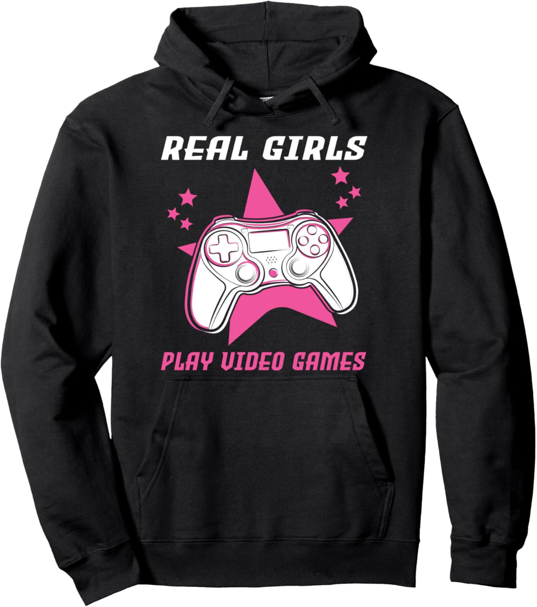 Echte Mädchen spielen Videospiele Gamer Pullover Hoodie