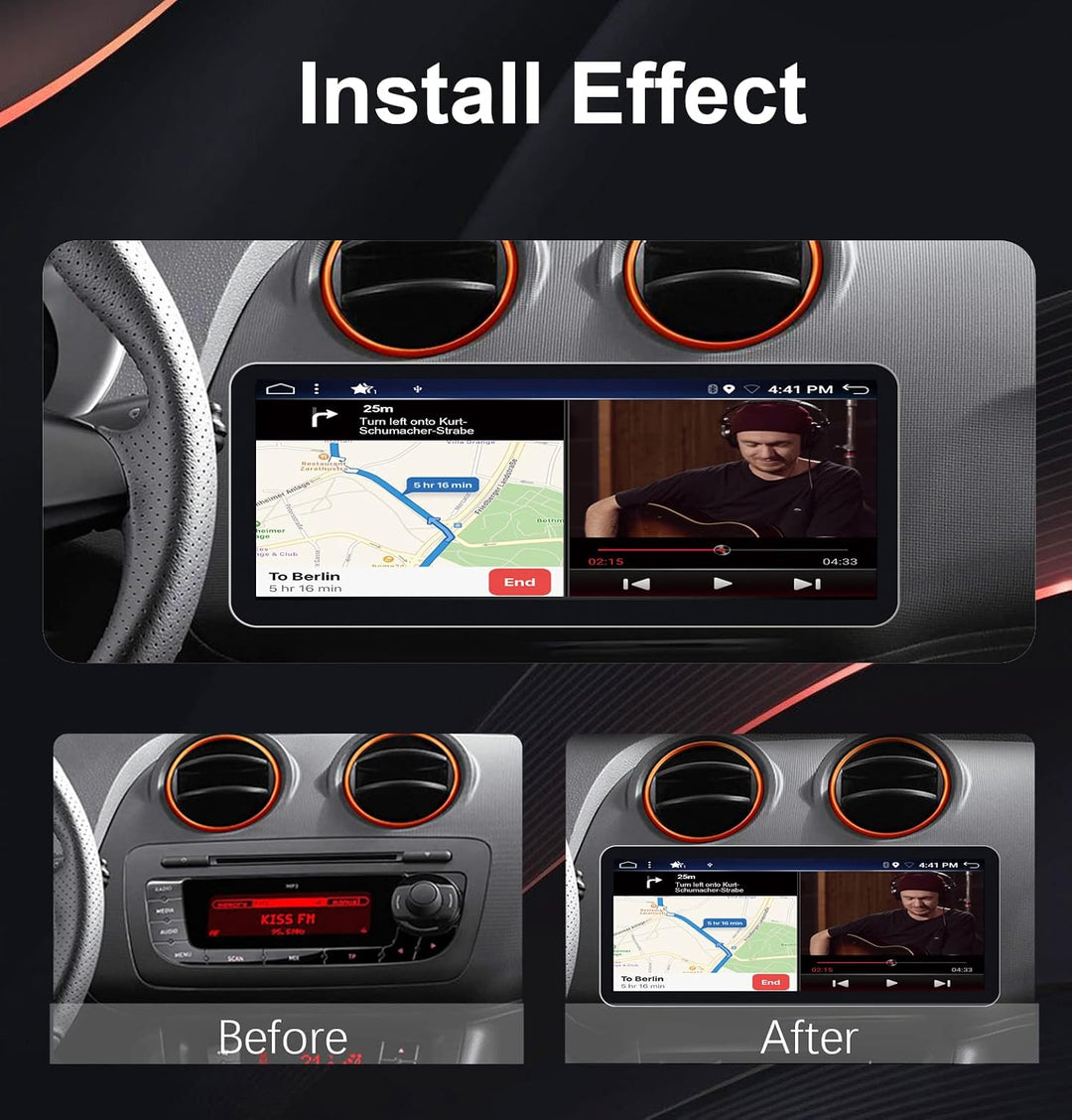 JOYX - 6G+128G - 12.3 Zoll Android 12 IPS Autoradio Passt für Seat Ibiza 6J (2009-2014) - Kabellos C