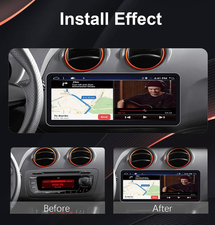 JOYX - 6G+128G - 12.3 Zoll Android 12 IPS Autoradio Passt für Seat Ibiza 6J (2009-2014) - Kabellos C
