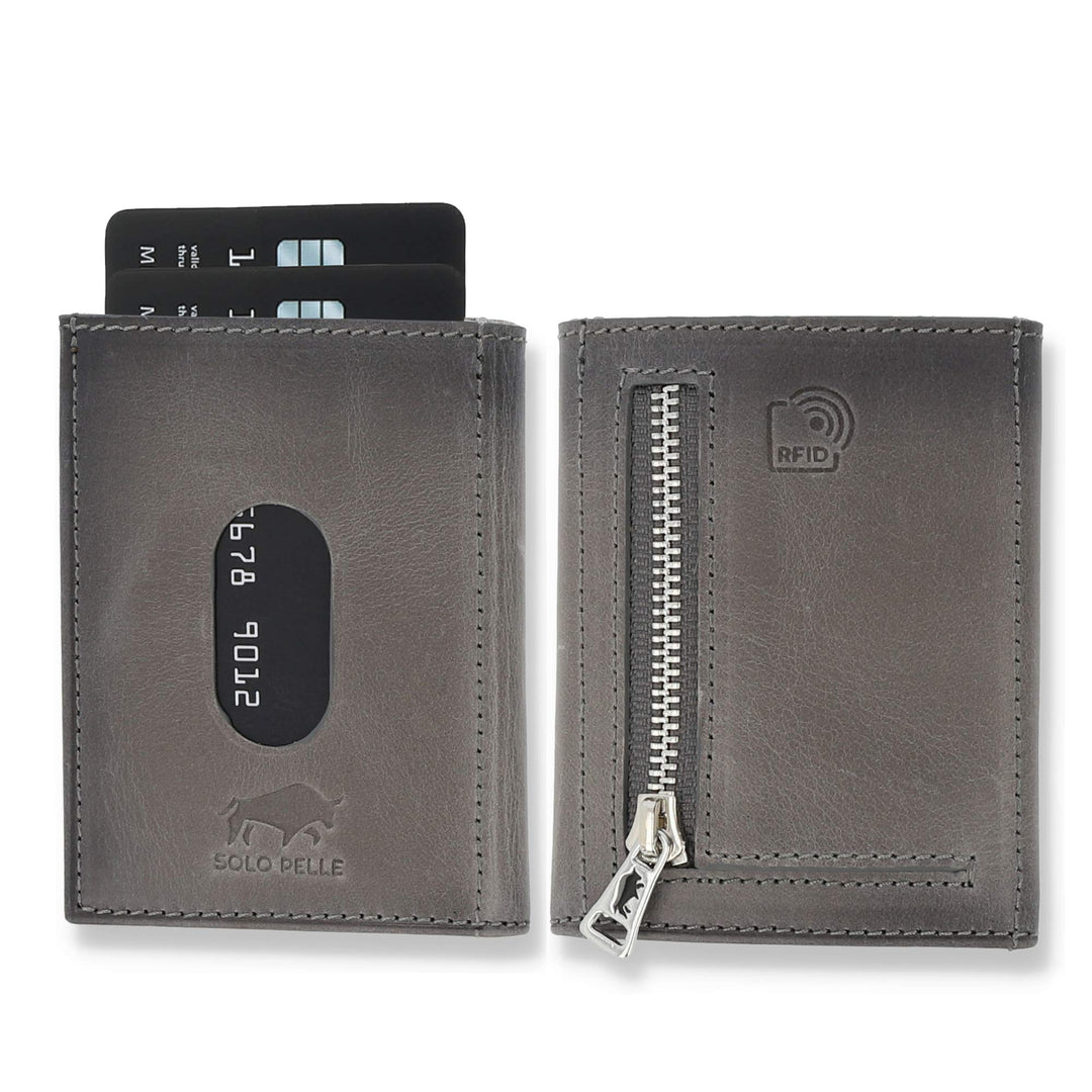 NEU: SOLO PELLE® Slim Wallet mit Münzfach [12 Karten] Slimwallet Riga [RFID-Schutz] Kartenetui mit M