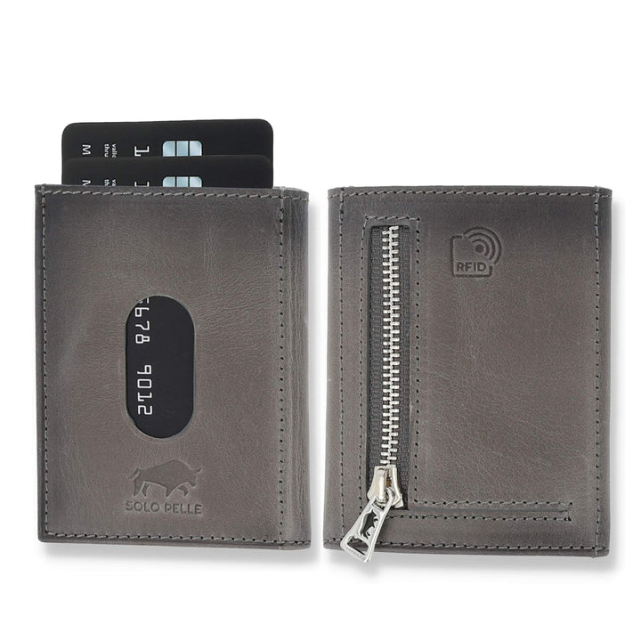 NEU: SOLO PELLE® Slim Wallet mit Münzfach [12 Karten] Slimwallet Riga [RFID-Schutz] Kartenetui mit M