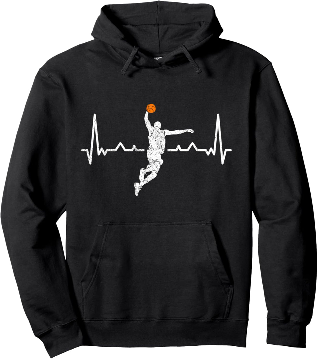 Basketballspieler Herzschlag Baller Coach Herren Basketball Fan Pullover Hoodie