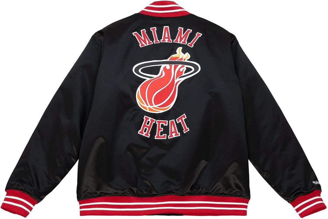 Mitchell & Ness NBA Heavyweight Satin Jacket M Miami Heat, Schwarz, M Miami Heat, Schwarz