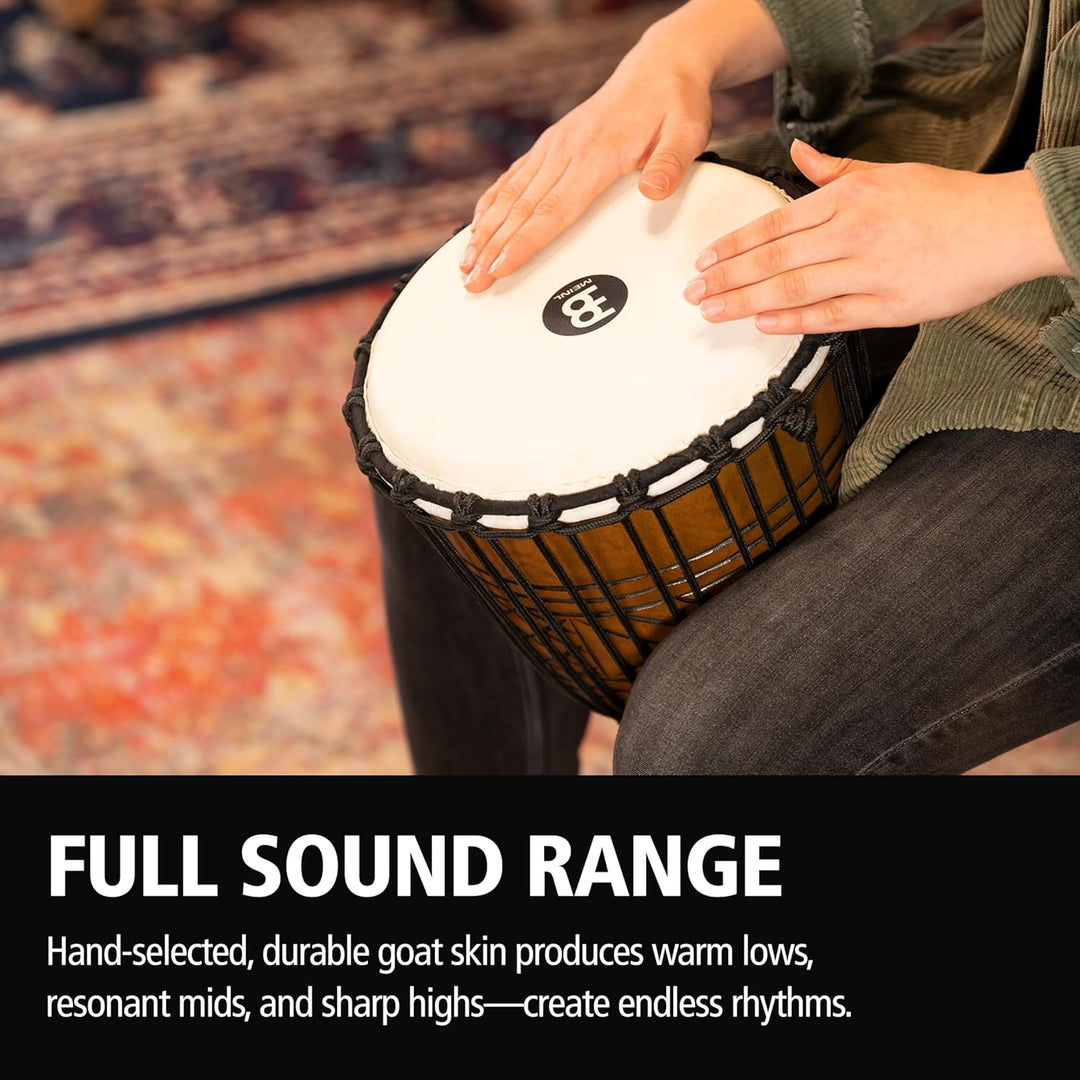 Meinl Percussion 20cm Rope Tuned Travel Djembe Trommel - Musikinstrument für Kinder und Erwachsene -