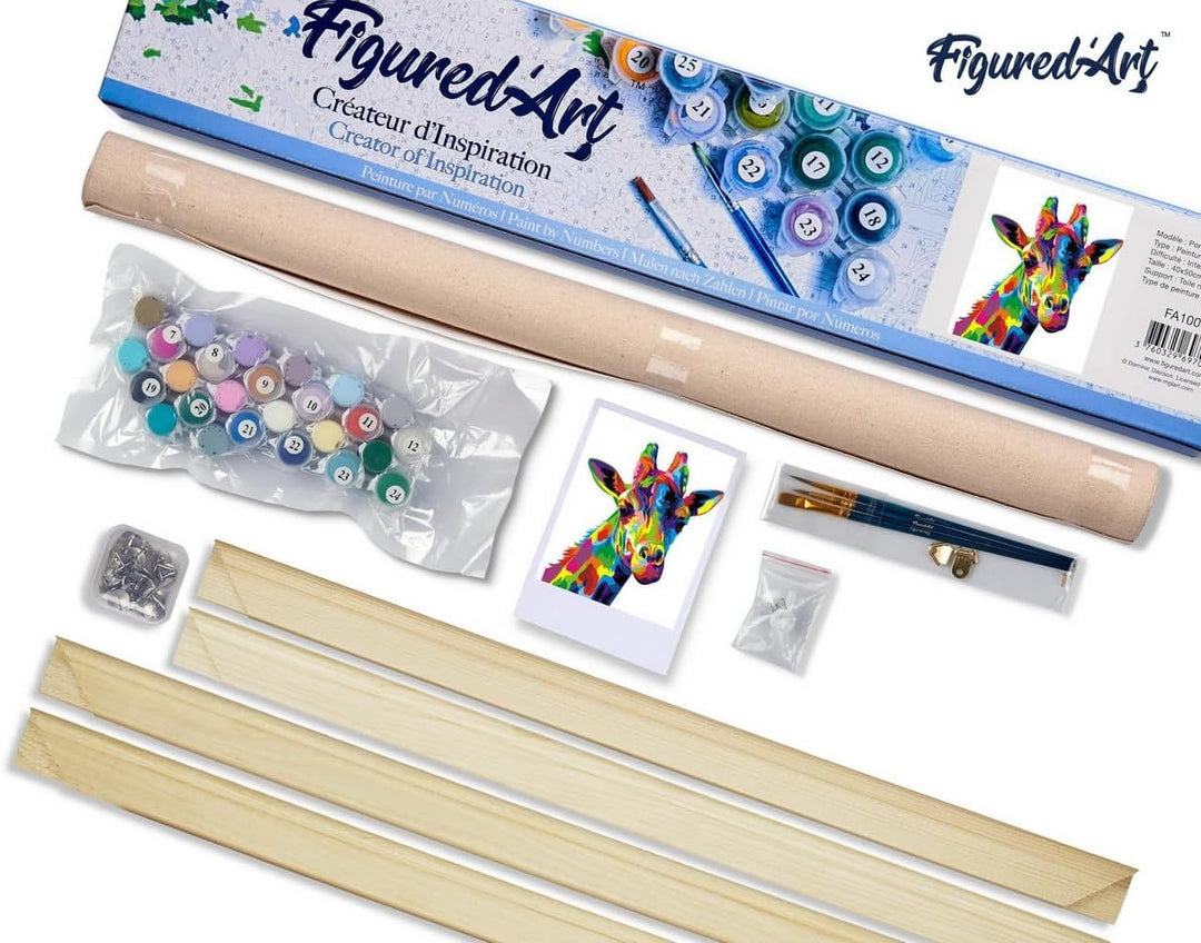 Figured'Art Malen Nach Zahlen Erwachsene Mit Rahmen Giraffe Pop Art - Paint by Numbers Basteln DIY B