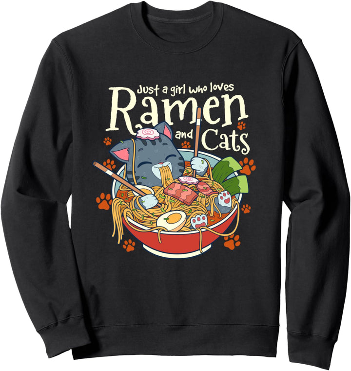 Kawaii Niedliche Anime Katze Mädchen Otaku Japanische Ramen Sweatshirt
