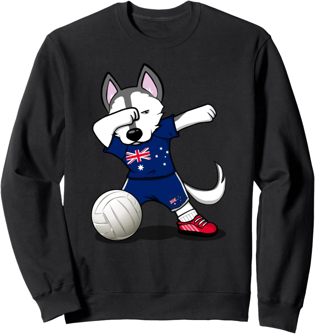 Dabbing Husky Hund Australien Volleyball Australische Flagge Sweatshirt