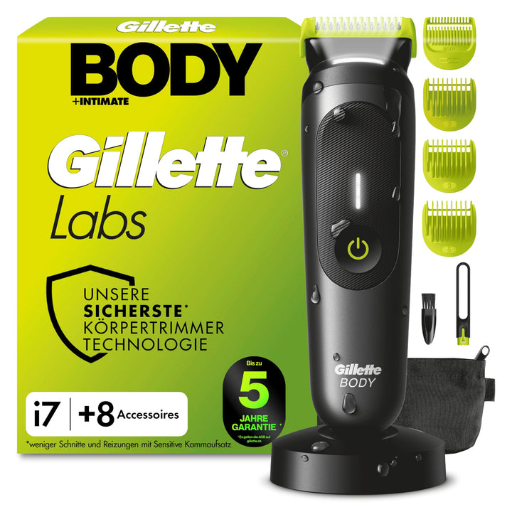 GilletteLabs i7 Body + Intimate Trimmer Herren mit SkinFirst-Technologie — Intimrasierer Mann für Kö