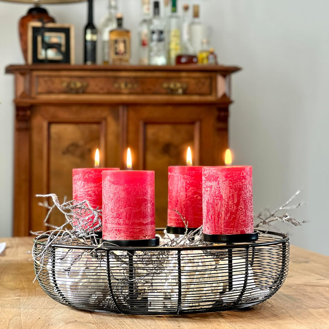 Brandsseller 4er Set Stumpenkerzen 7x10 cm – durchgefärbt & aus Paraffin – rustikale Kerzen mit lang