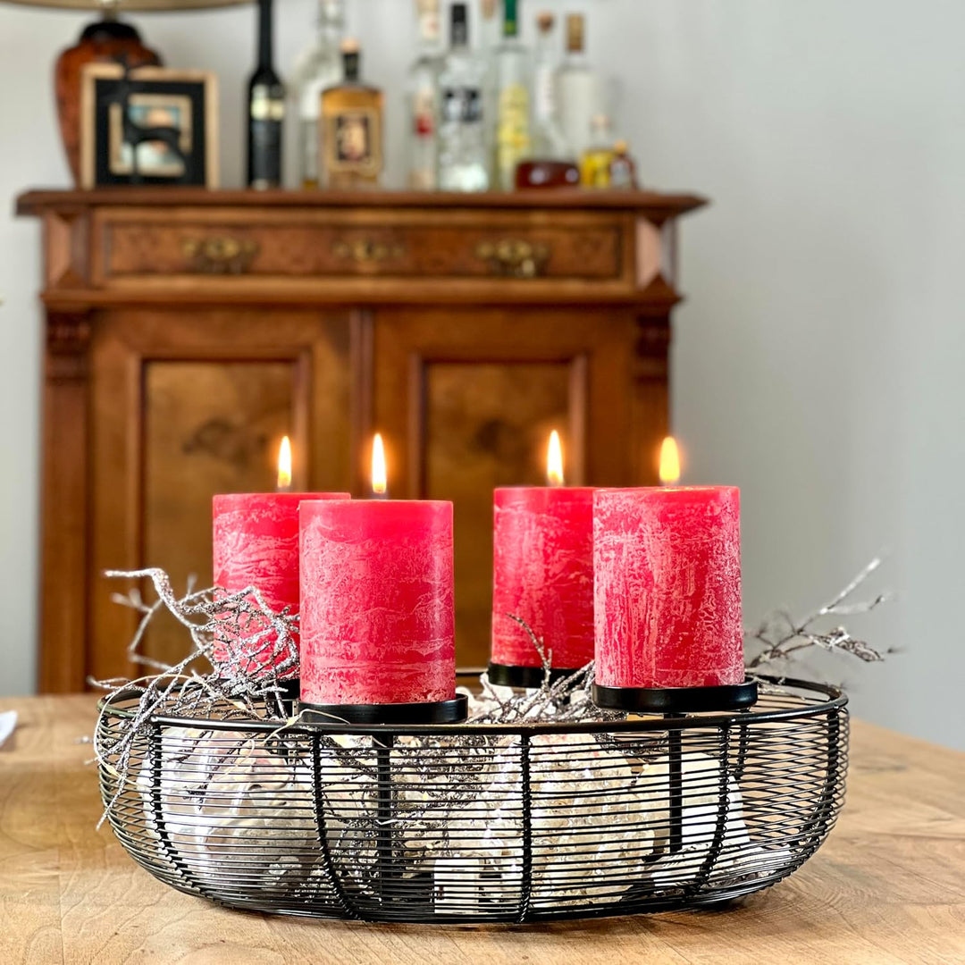 Brandsseller Stumpenkerze 4er Set | 9x15 cm | Weihnachtskerze | Adventskranz | Bordeaux 9 x 15cm | 4
