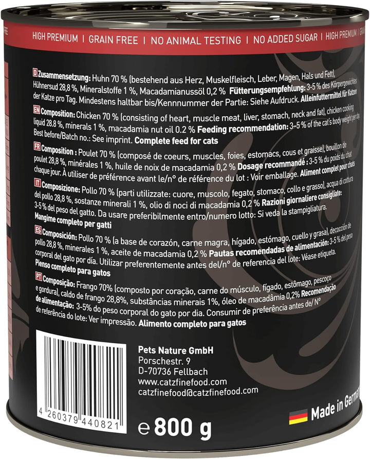 catz finefood Purrrr Huhn Monoprotein Katzenfutter nass N° 103, für ernährungssensible Katzen, 70% F