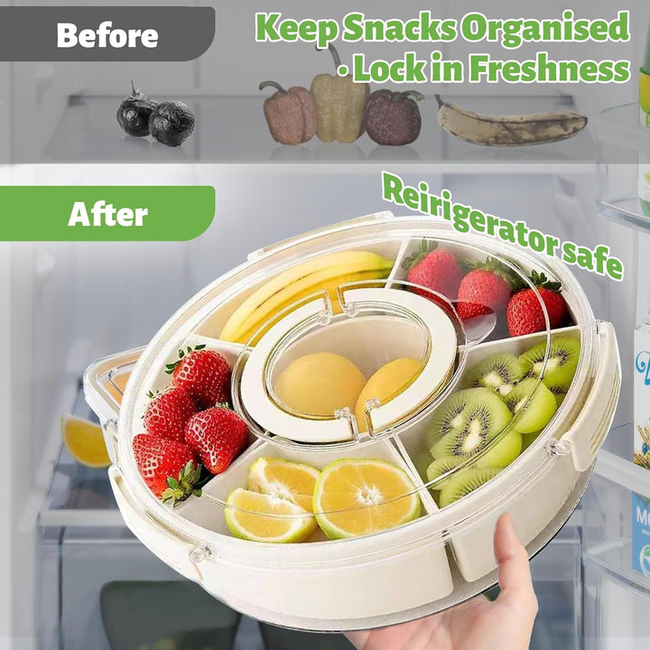 Snackbox mit Fächern – Spülmaschinengeeignet Snackdose | Snackschale | Servierplatte mit Deckel, Unt