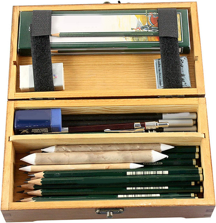 Hölzernes Federmäppchen, antikes Federmäppchen mit Verschluss, Bastelboxen aus Holz für Kunstwerkzeu