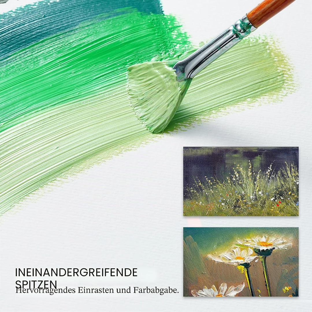 Artify 15 Stück Professional Paint Brush Set für Ölgemälde mit Einer kostenlosen Tragetasche Holzfar