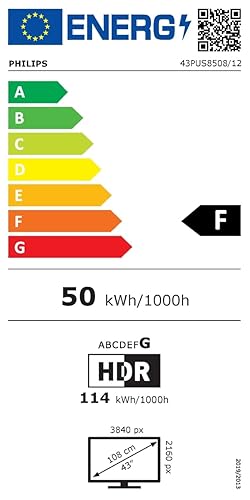 Philips Ambilight TV | 43PUS8508/12 | 108 cm (43 Zoll) 4K UHD LED Fernseher | 60 Hz | HDR | Dolby Vi