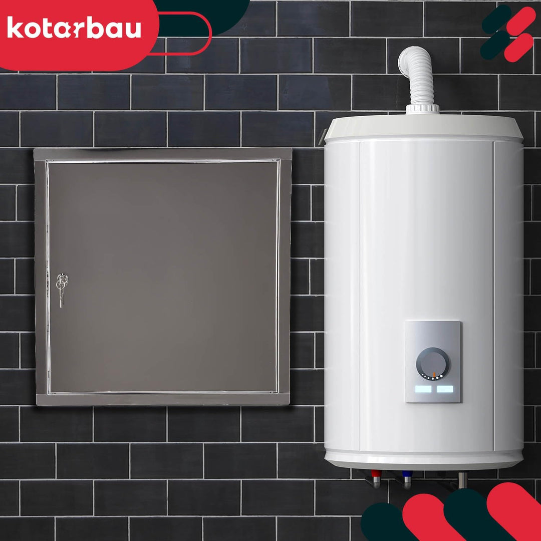 KOTARBAU® Revisionsklappe Grösse 50x50cm mit Schlüssel Edelstahl Silber für Revisionsschächte, 50x50