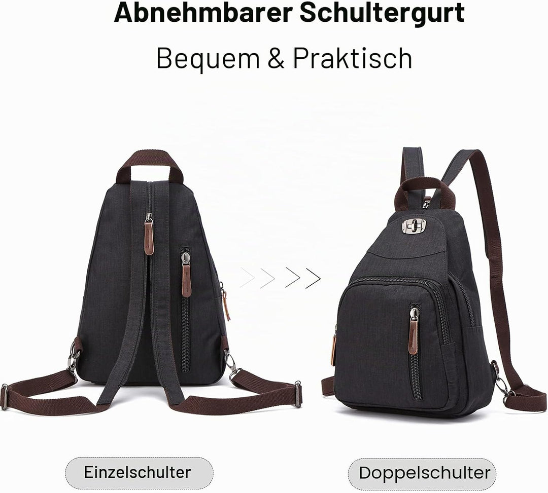 FANDARE Retro Brusttasche Sling Bag Klein Rucksack Schulranzen Umhängetasche Schulrucksack Sporttasc