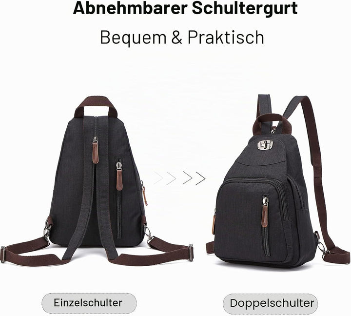 FANDARE Retro Brusttasche Sling Bag Klein Rucksack Schulranzen Umhängetasche Schulrucksack Sporttasc