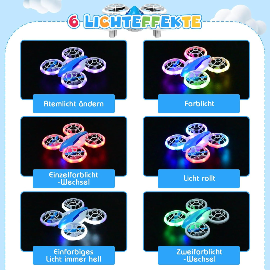 RC Drohne für Kinder 6-14 Jahre mit LED-Beleuchtung, 360° Flips & Ein-Knopf-Landung - Quadrocopter S