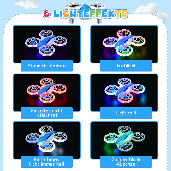 RC Drohne für Kinder 6-14 Jahre mit LED-Beleuchtung, 360° Flips & Ein-Knopf-Landung - Quadrocopter S