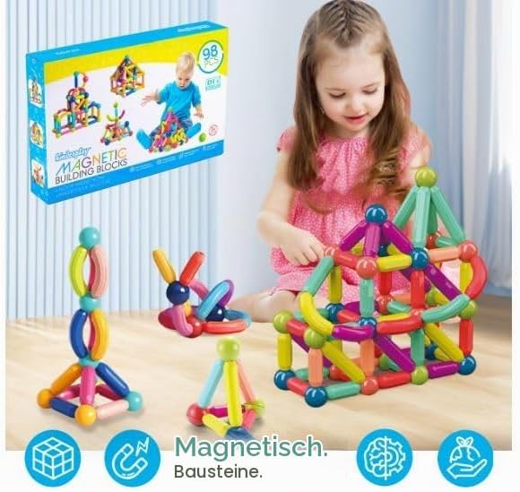 Kinderplay Grosses magnetischen Bausteinen und Stangen Spielzeugset KP4192