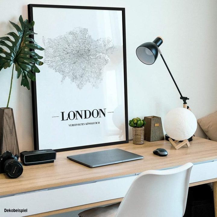 JUNIWORDS Stadtposter, Kiel, Wähle eine Grösse, 40 x 60 cm, Poster mit Rahmen, Schrift A, Weiss 40 x