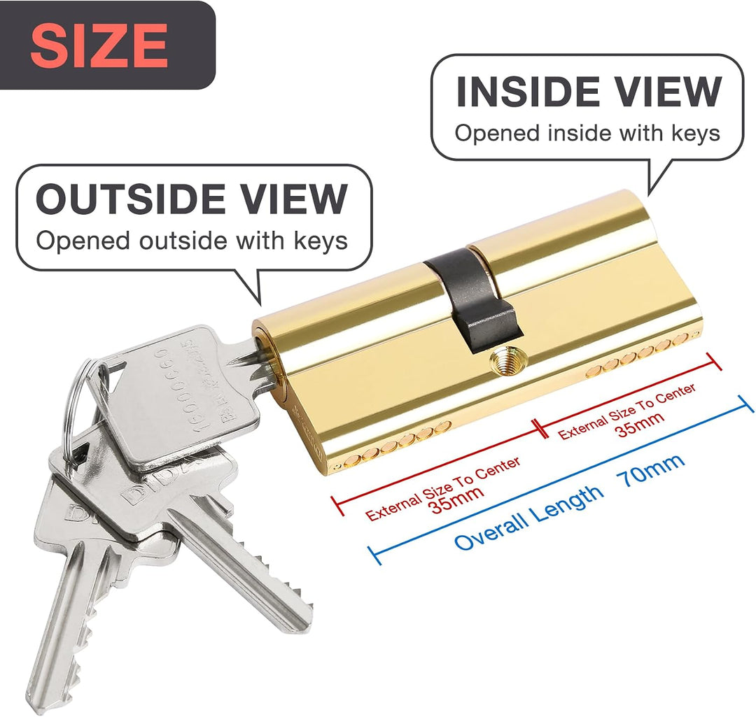 DIDA® 70mm Euro Barrel Lock 35/35 Door Barrel Lock with Key UPVC Door Lock Barrel Profile Lock with