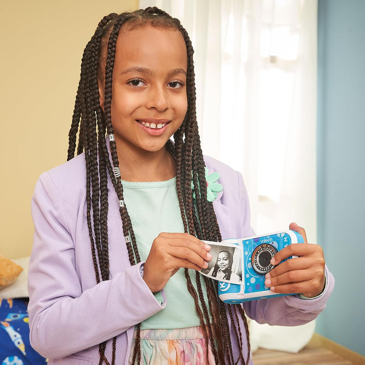 Vtech KidiZoom Print Cam blau – Sofortbild-Kinderkamera mit Druckfunktion,Selfie- und Videofunktion,