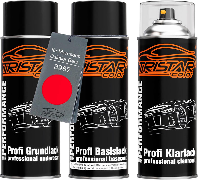 TRISTARcolor Autolack Spraydosen Set für Mercedes/Daimler Benz 3967 Hibiskusrot/Hibiscus Red Grundla