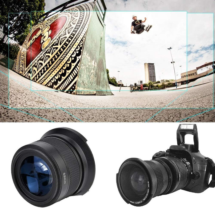 Tosuny 52mm 0.35X Weitwinkel Fisheye Objektiv mit Objektivdeckel Aufbewahrungstasche Universal für C