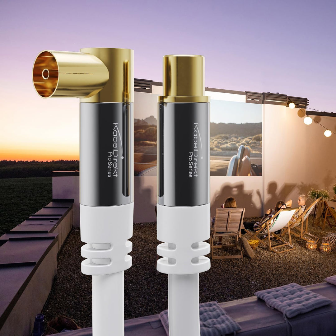 KabelDirekt – 4K Antennenkabel, Koaxialkabel, TV Kabel 90° gewinkelt/gerade – 10m – In Deutschland e
